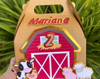 Farm Animal Favor Box: Personalized Candy Box, Set of 6