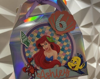 Ariel Party Favor Box: Little Mermaid Birthday Decoration, Set of 8