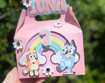 Bluey and Bingo Party Favor Boxes: 3D Doggie Theme, Set of 6