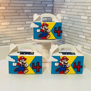 Caja de dulces de Mario Bross (juego de 6) / Caja de fiesta de Mario Bross / Caja de Mario Gable / Decoraciones para fiestas