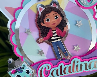 Gaby Dollhouse Cake Topper: Personalized Birthday Party Decoration