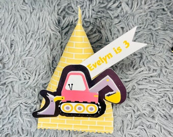 Pink Excavator Treat Bags: Set of 6 Party Favors