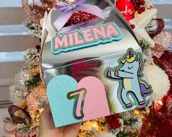 Unicorn Party Favor Box: Personalized Candy Box, Set of 8