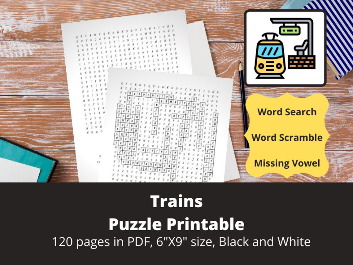 Trains Theme Brain Teaser Home Activity Puzzles Printable Etsy
