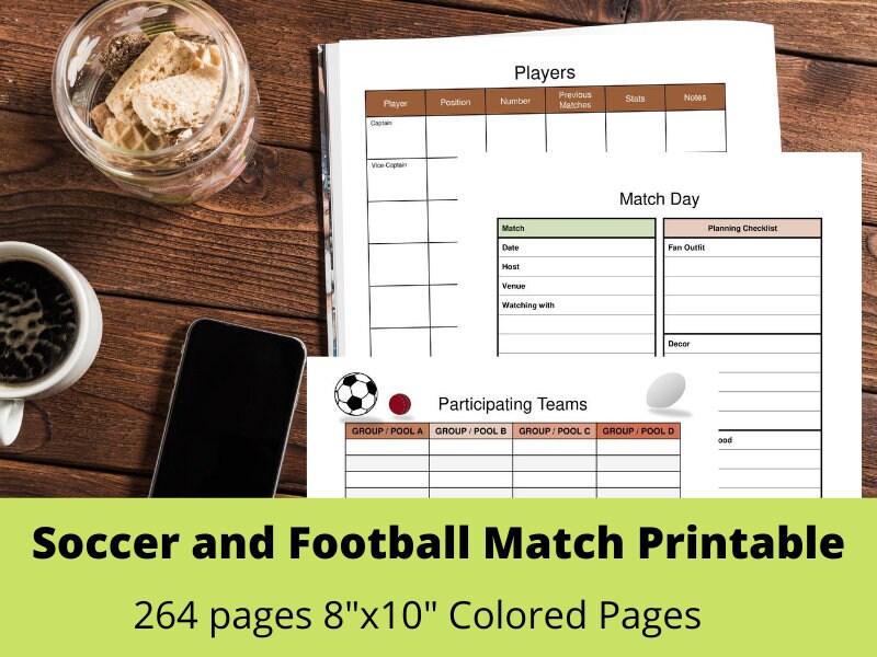 Soccer and Football Match Log Book Printable Instant Download Etsy