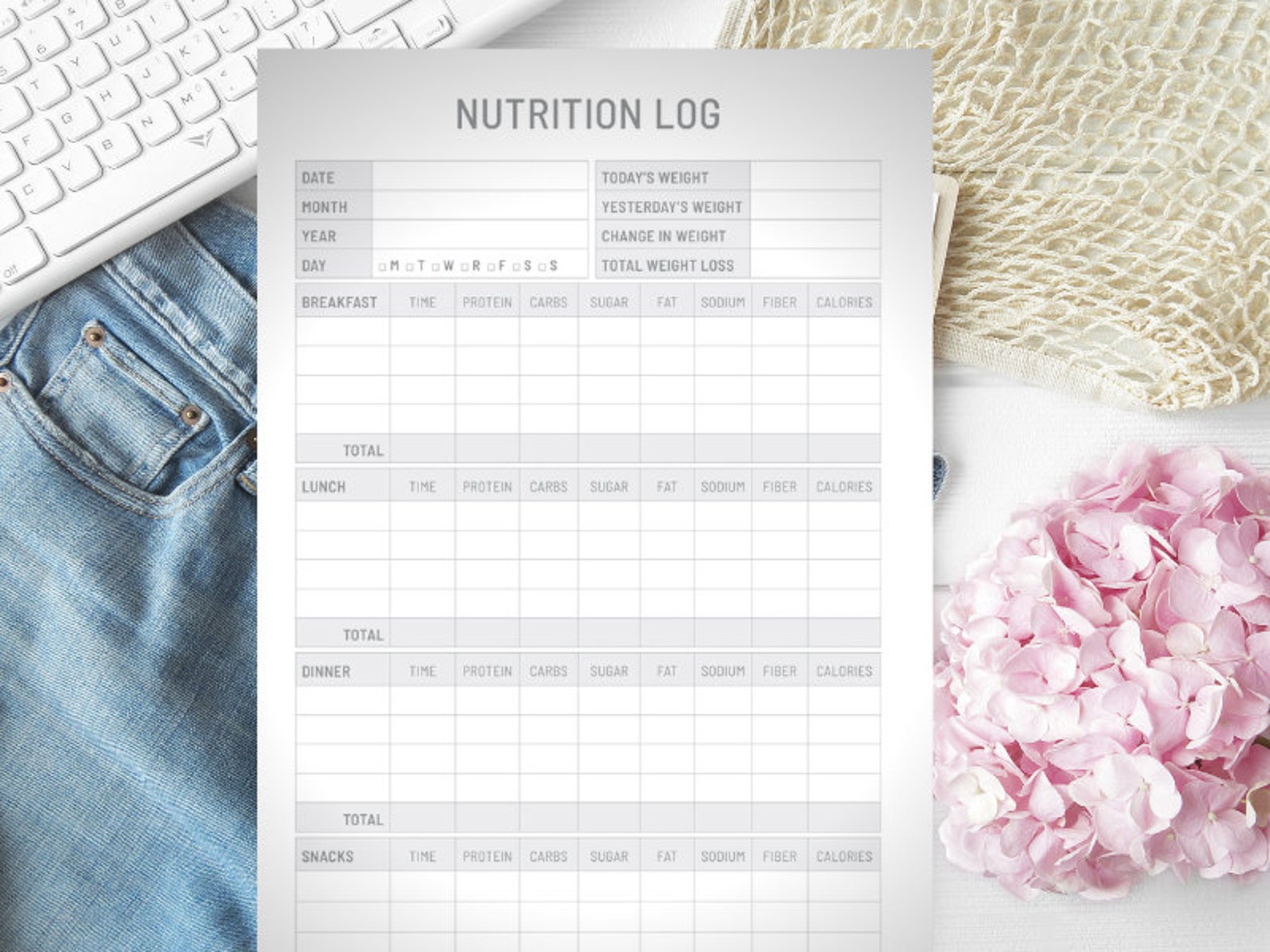Gastric Sleeve Nutrition Log Printable, Digital, Instant Download Etsy
