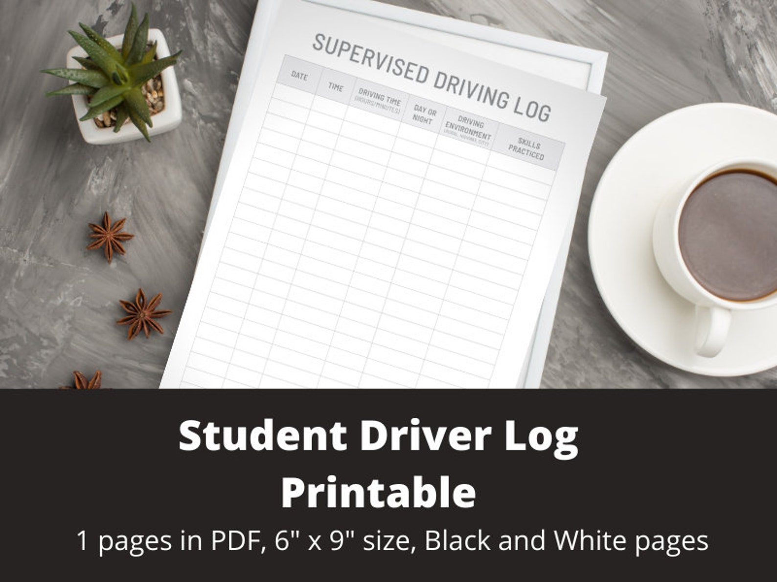 Student Driver Log Printable Digital Instant Download | Etsy