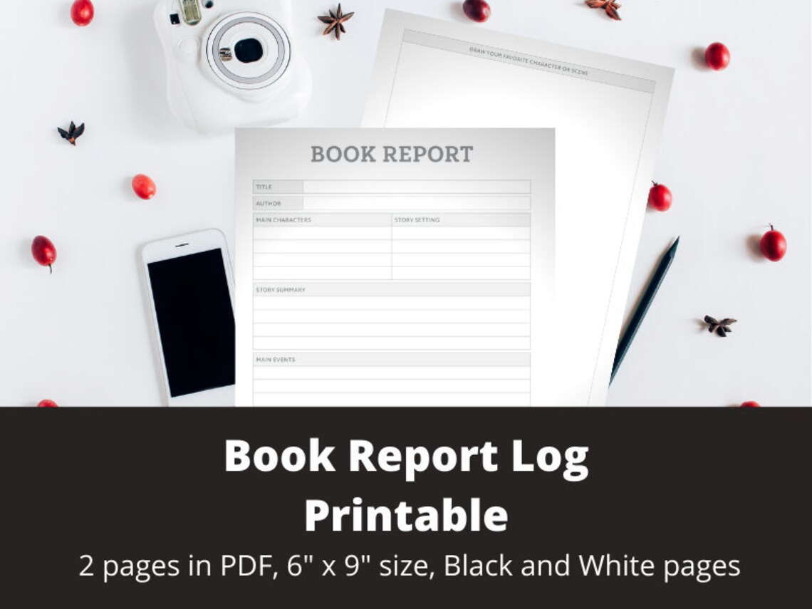 Book Report Log Printable, Digital, Instant Download Etsy