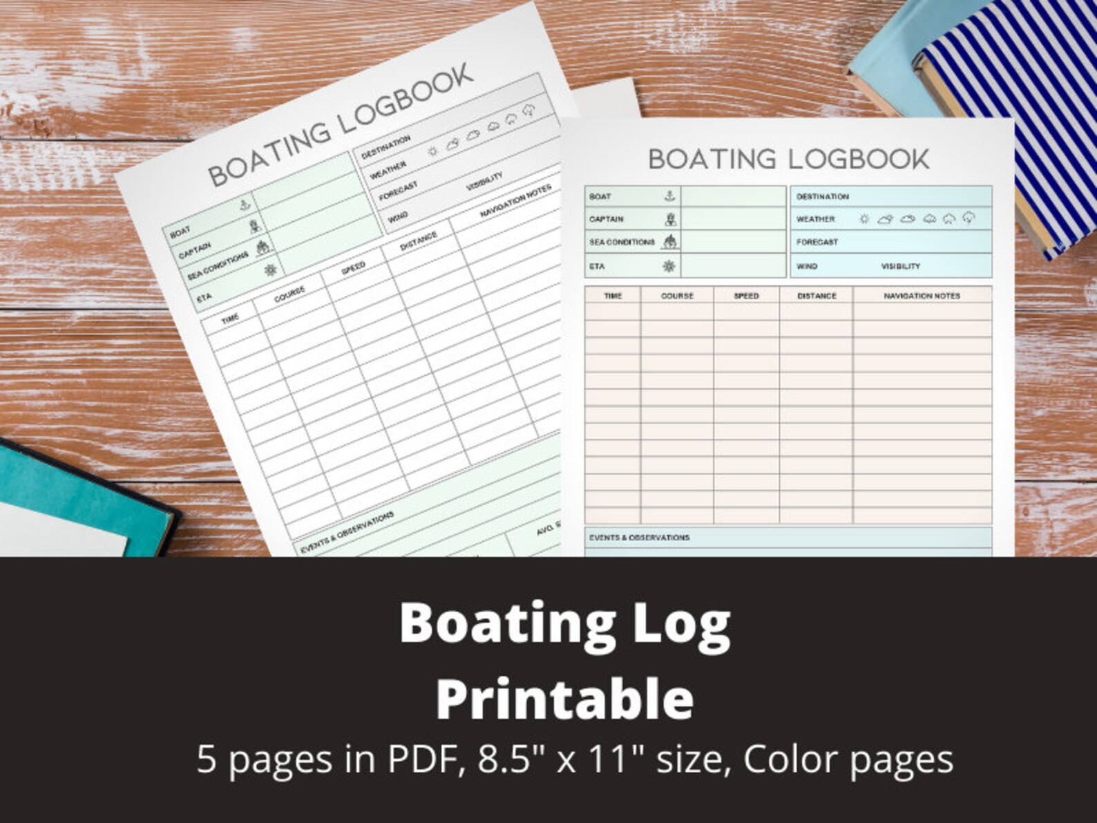 Boating Log Printable Digital Instant Download Etsy UK