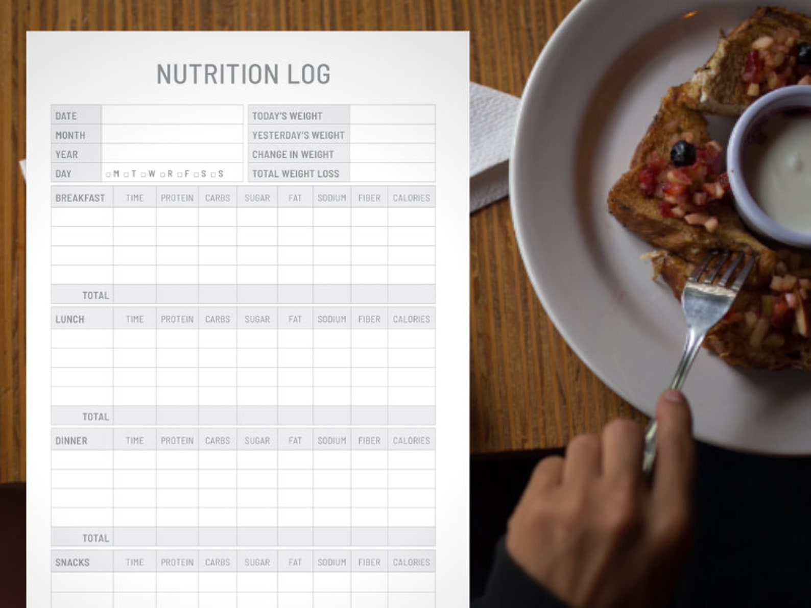 Gastric Sleeve Nutrition Log Printable Digital Instant Etsy