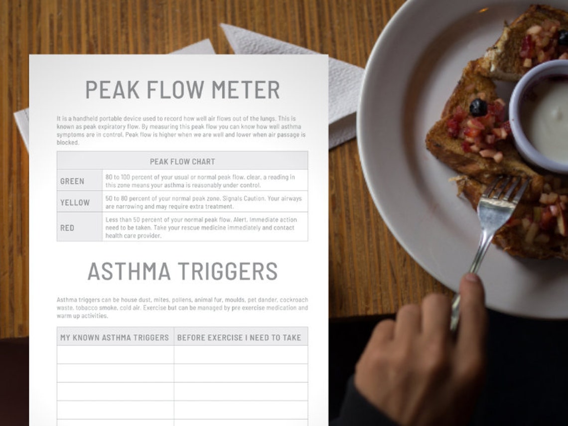 Asthma Diary Printable Digital Instant Download - Etsy