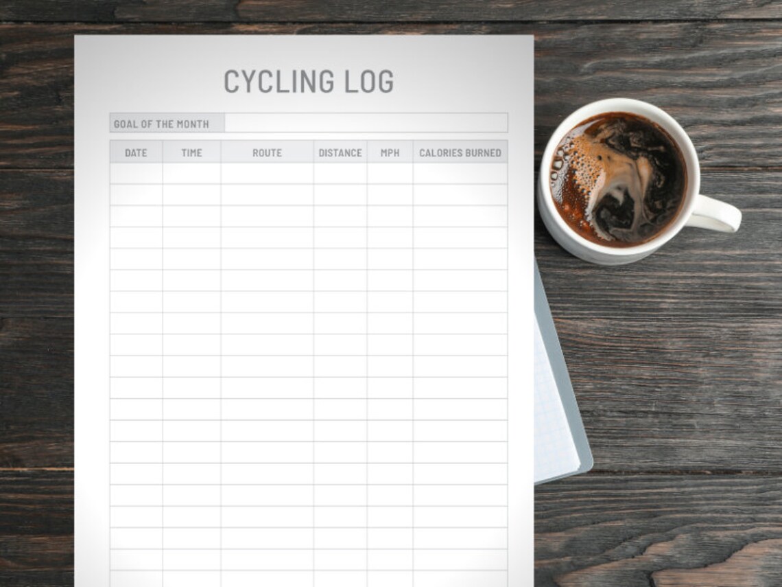 Cycling Log Printable Digital Instant Download Etsy