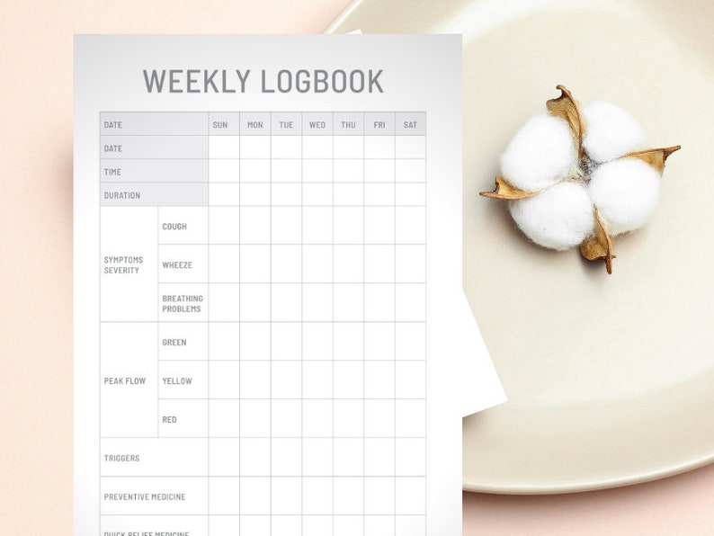 Asthma Diary Printable Digital Instant Download - Etsy