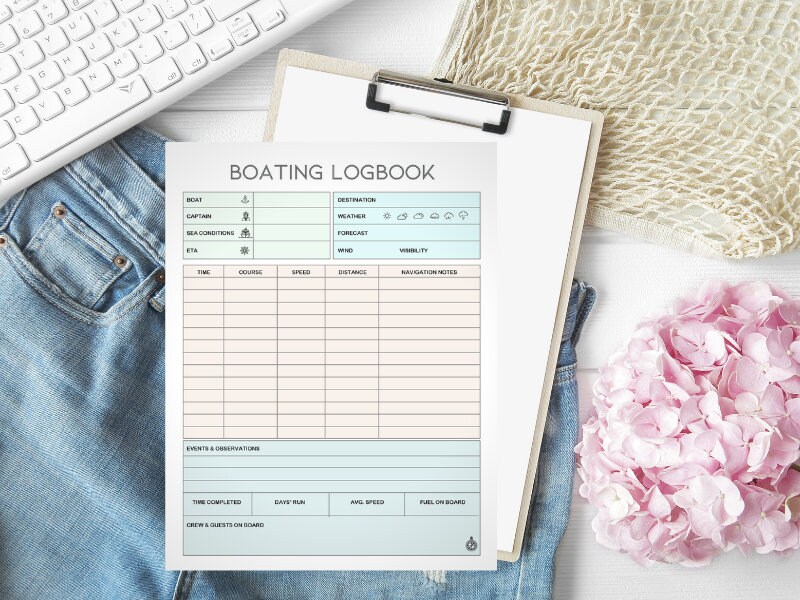 Boating Log Printable Digital Instant Download Etsy UK