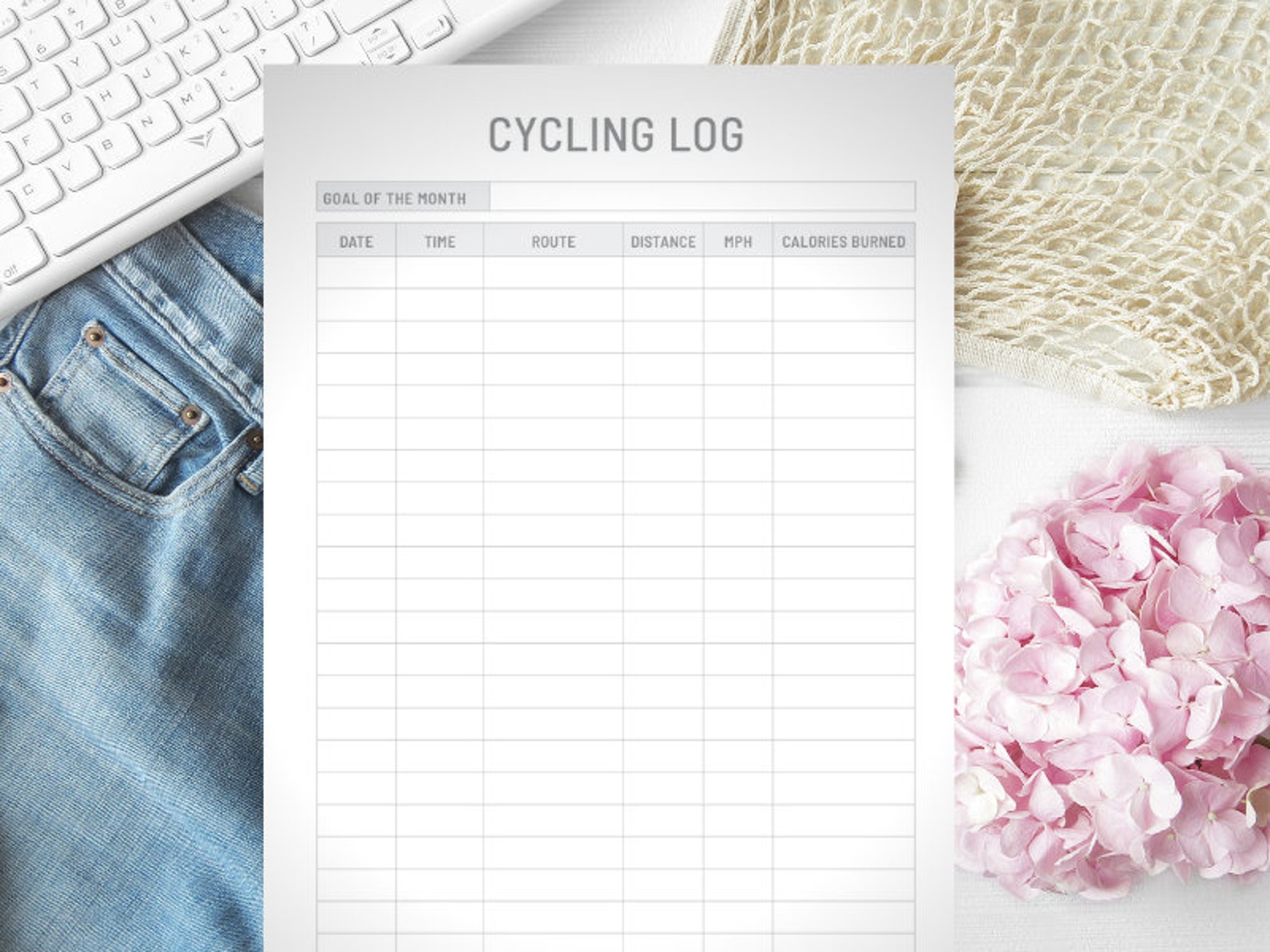 Cycling Log Printable Digital Instant Download Etsy