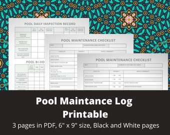 Pool Maintenance Log Printable Digital Instant Download - Etsy