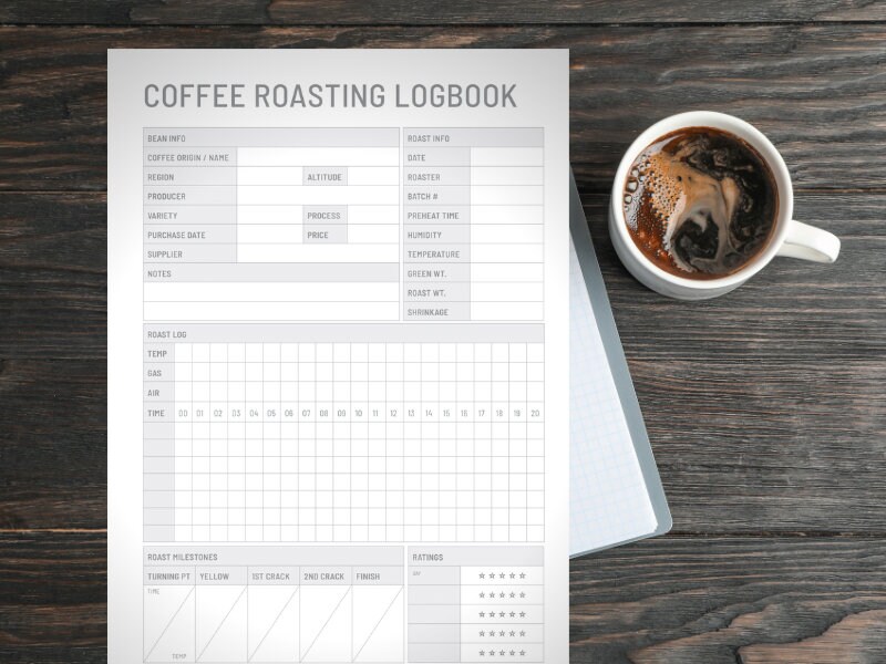 Coffee Roasting Log Printable Digital Instant Download Etsy Australia