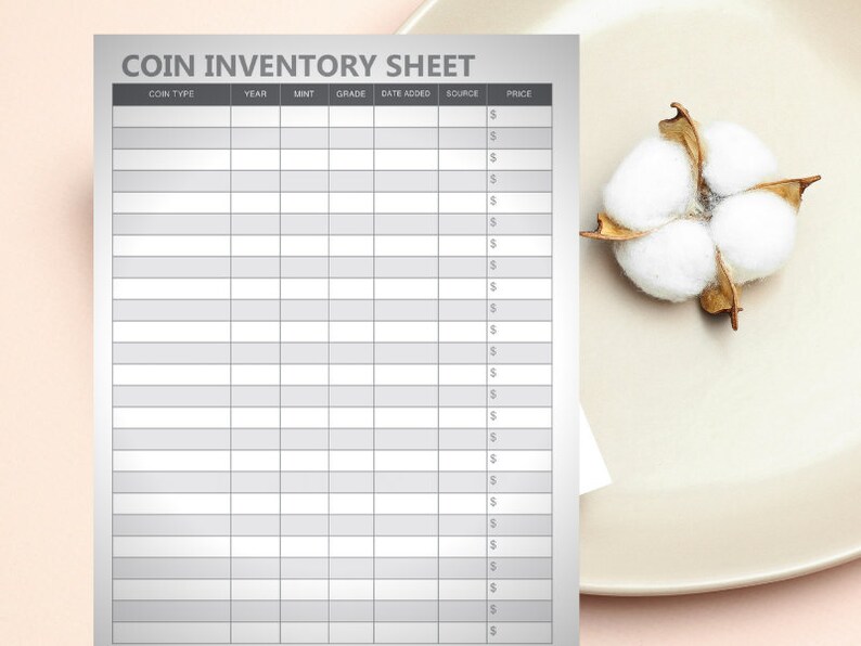 Coin Inventory Log Printable, Digital, Instant Download - Etsy