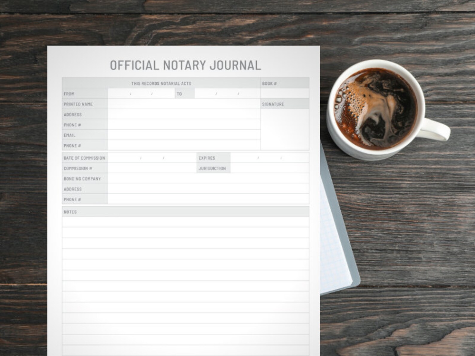 Notary Log Printable Digital Instant Download Etsy