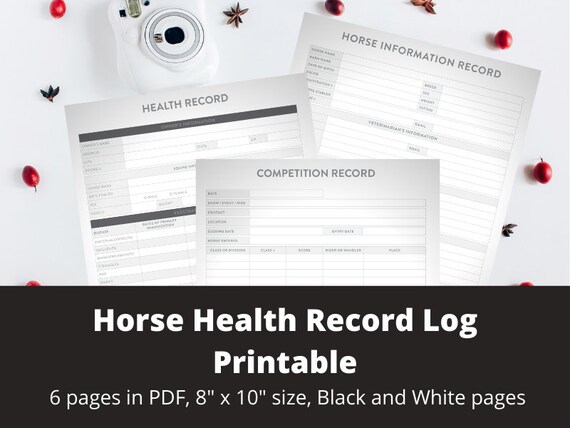 Horse Health Record Log Printable Digital Instant Download - Etsy