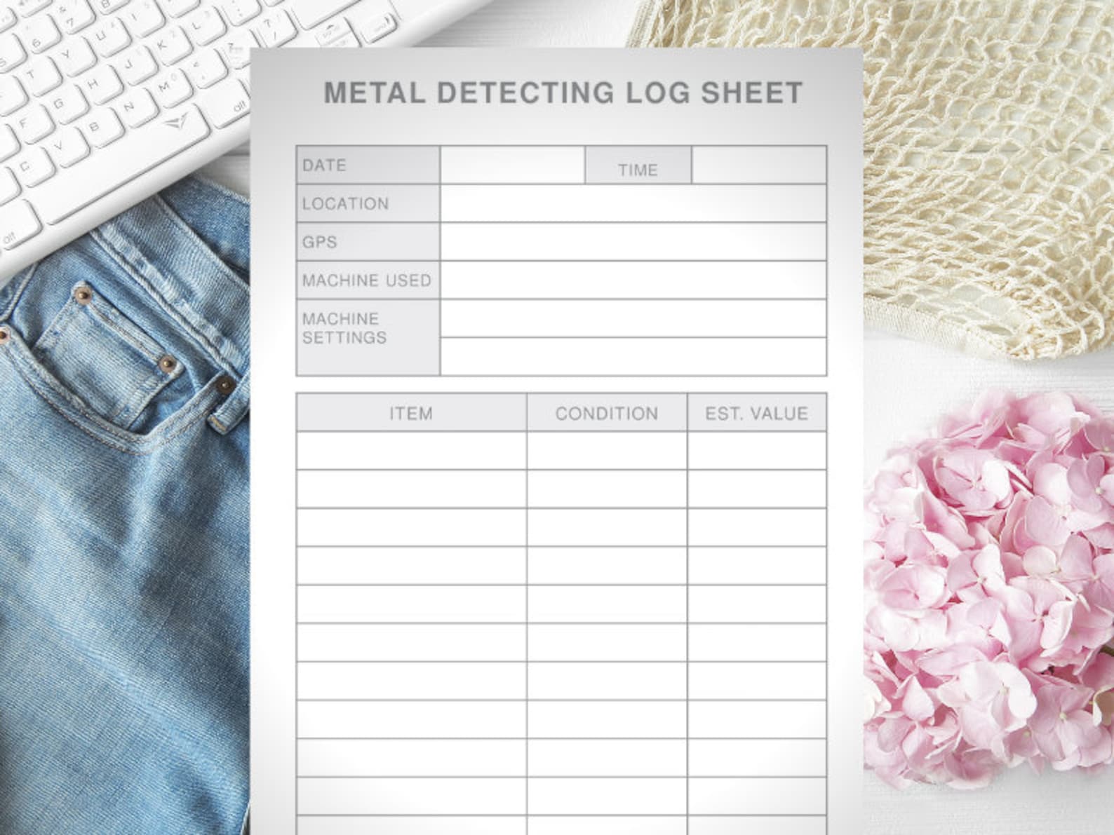 Metal Detectors Log Printable Digital Instant Download - Etsy