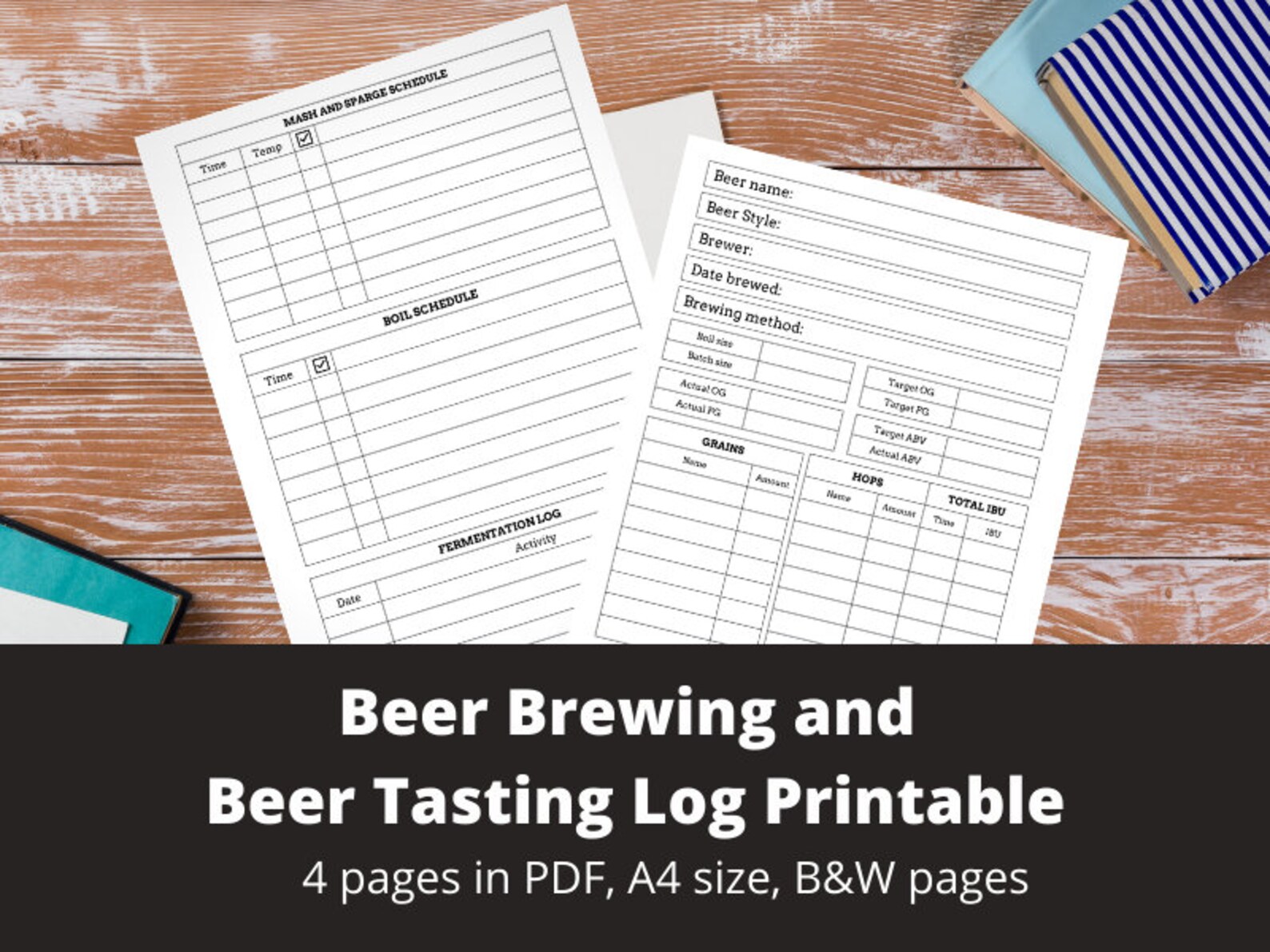 Beer Brewing and Beer Tasting Log Printable Digital Instant Etsy España