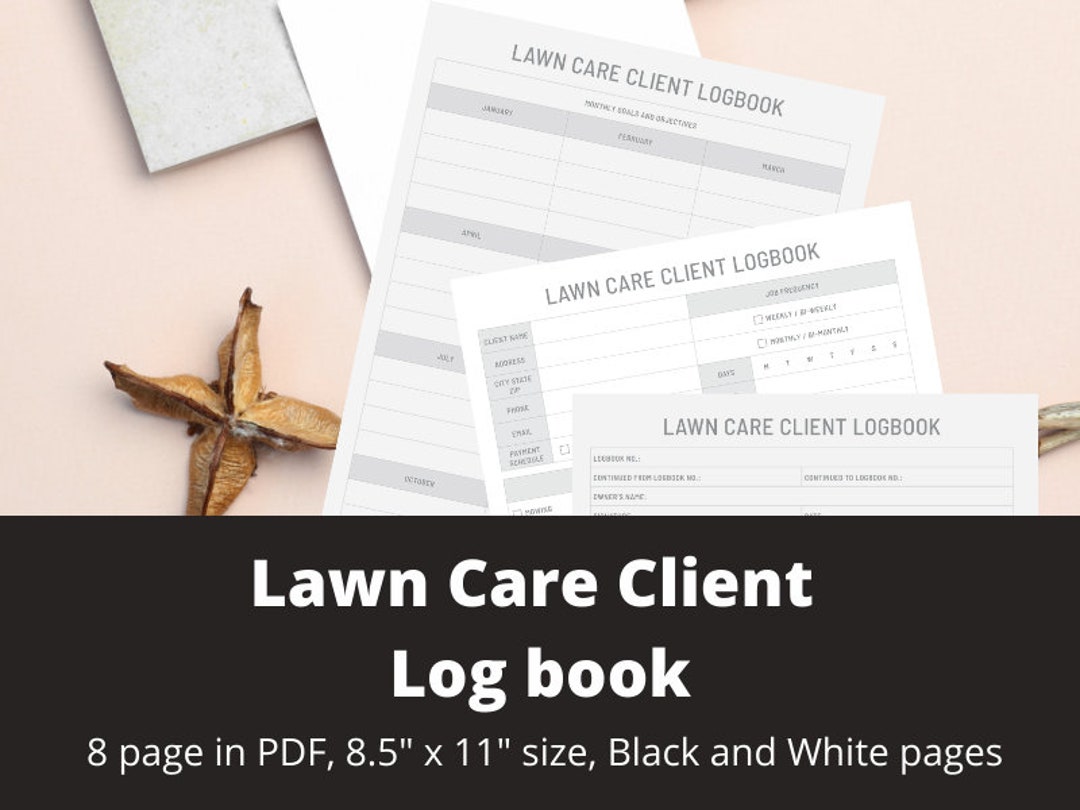 Lawn Care Client Log Book Printable Digital Instant Download Etsy
