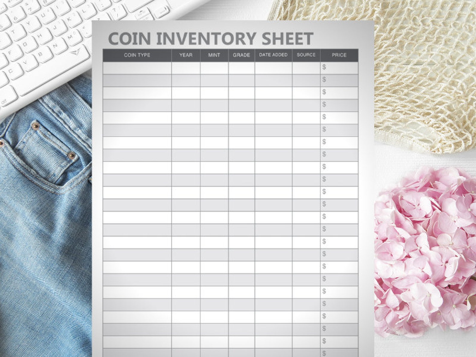 Coin Inventory Log Printable Sheet Insert 751573 Planner Templates