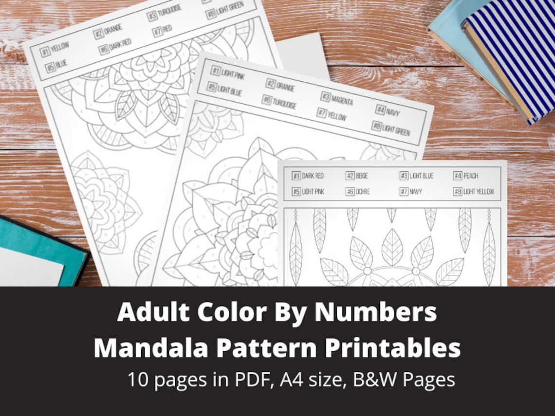 Adult Color By Numbers Mandala Pattern Printables Instant | Etsy