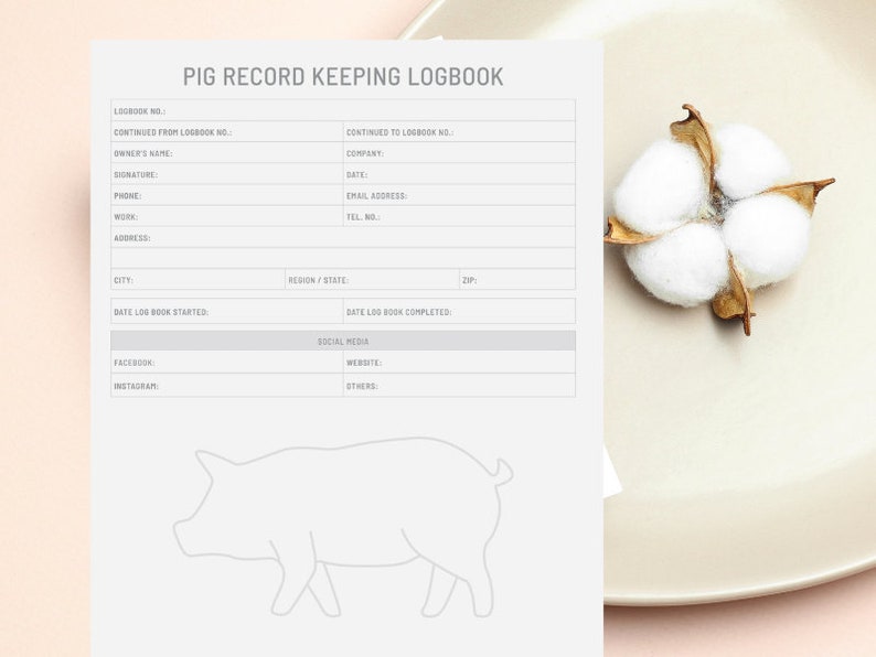Pig Record Keeping Book, Pig Management, Farm Management, Swine ...