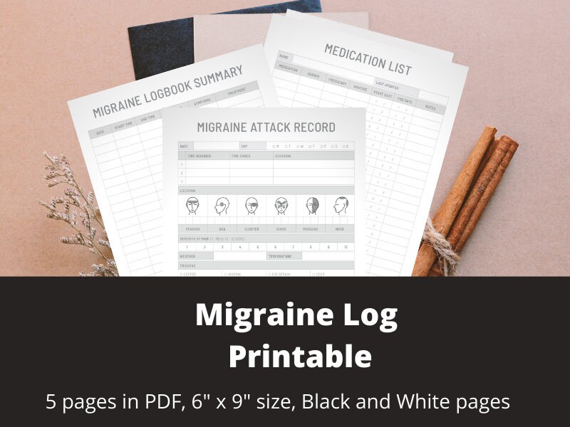 Migraine Log Printable Digital Instant Download - Etsy Australia