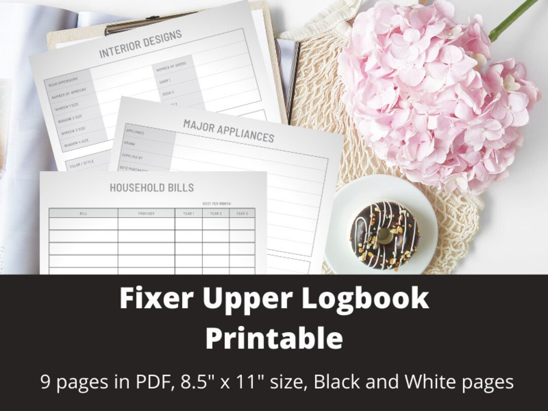 Fixer Upper Logbook imprimible digital descarga instantánea Etsy España