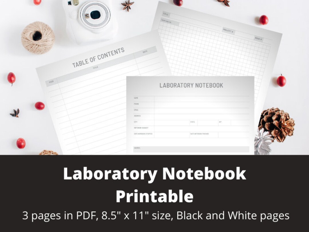 Laboratory Notebook Printable Lab Notebook Science Notebook Etsy