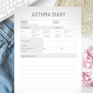 Asthma Diary Printable Digital Instant Download - Etsy