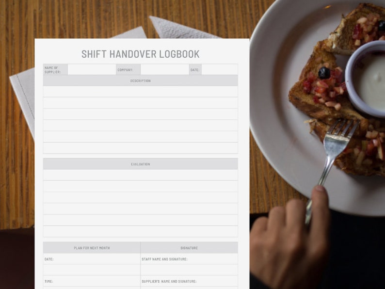 Shift Handover Logbook Printable Digital Instant Download - Etsy New