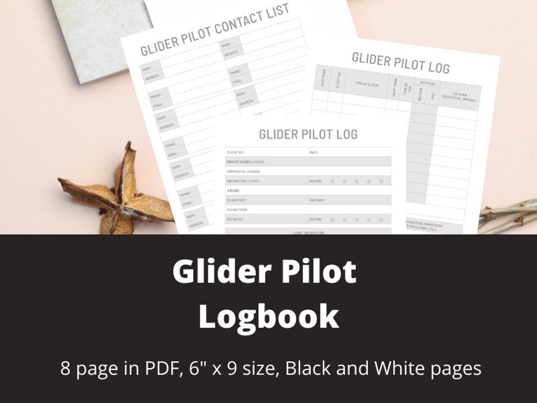 Glider Pilot Logbook Printable Digital Instant Download Etsy
