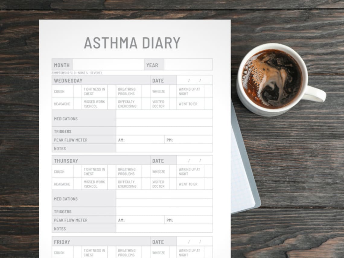 Asthma Diary Printable Digital Instant Download - Etsy
