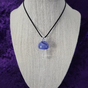 Purple/Clear Glass Mushroom Necklace