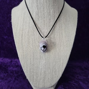 Snow White/Blood Red Glass Skull Necklace
