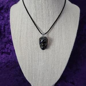 Blue/Green Glass Skull Necklace