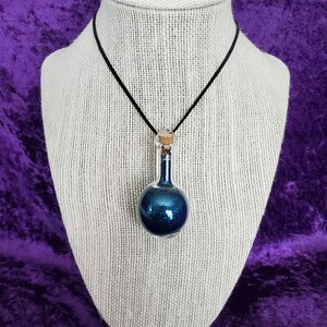 Blue Teal Glass Fairy Dust Glitter Necklace
