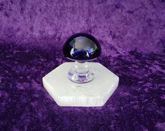 Cobalt Blue Glass Mushroom Figurine