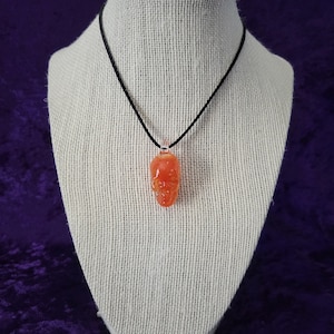 Hot Sauce Red/Clear Glass Skull Necklace