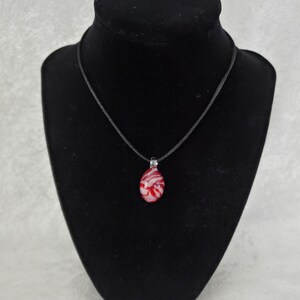 Blood Red/Cream White Glass Dragon Egg Necklace