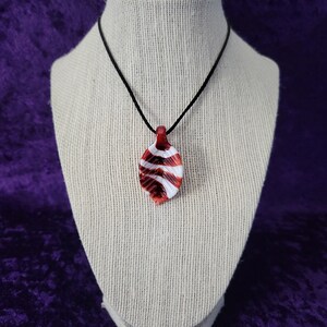 Red/Snow White Glass Leaf Necklace