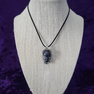 Metallic Silver/Clear Glass Skull Necklace