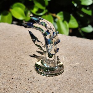 Blue Green/Clear Glass Dragon Claw Figurine