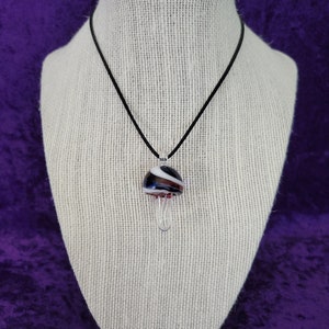 Red/White/Blue Clear Glass Mushroom Necklace
