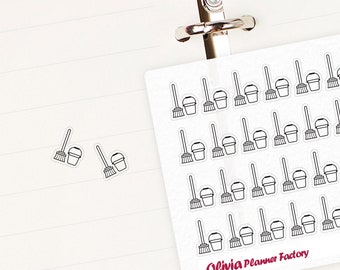L451 Clear Cleaning Sticker,  Mop Stickers, Clear planner stickers, Mini size sticker, ECLP sticker, passion planner, happy planner
