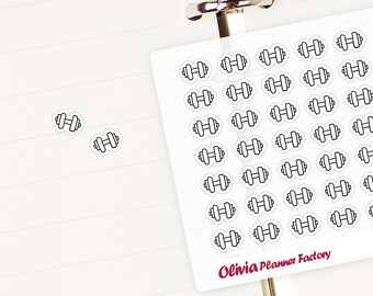 L121 Clear Planner Sticker. clear dumbell sticker, dumbell card label, dumbell icon, transparent sticker (L121)
